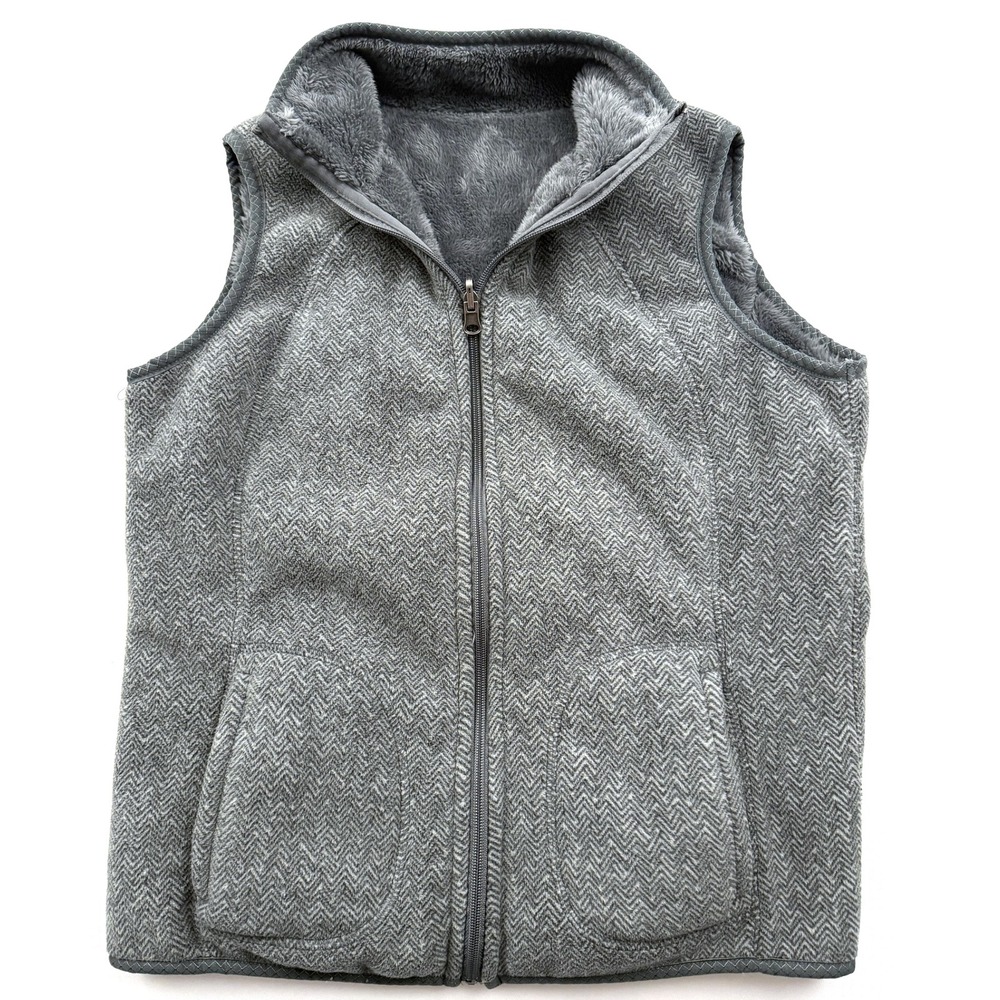 Laura Scott Reversible Herringbone &‎ Fleece Vest Size Medium